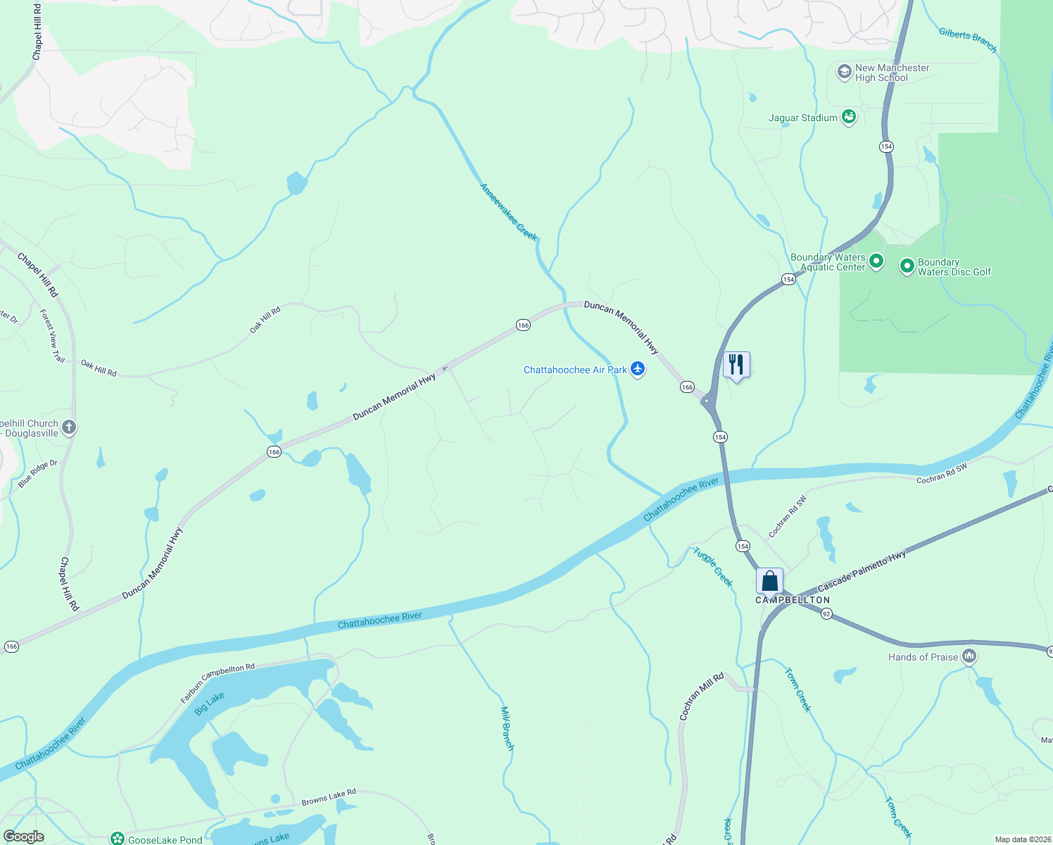 map of restaurants, bars, coffee shops, grocery stores, and more near 3355 Trevi Trail in Douglasville