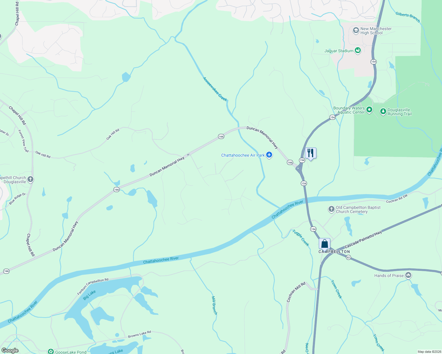 map of restaurants, bars, coffee shops, grocery stores, and more near 3370 Trevi Trail in Douglasville