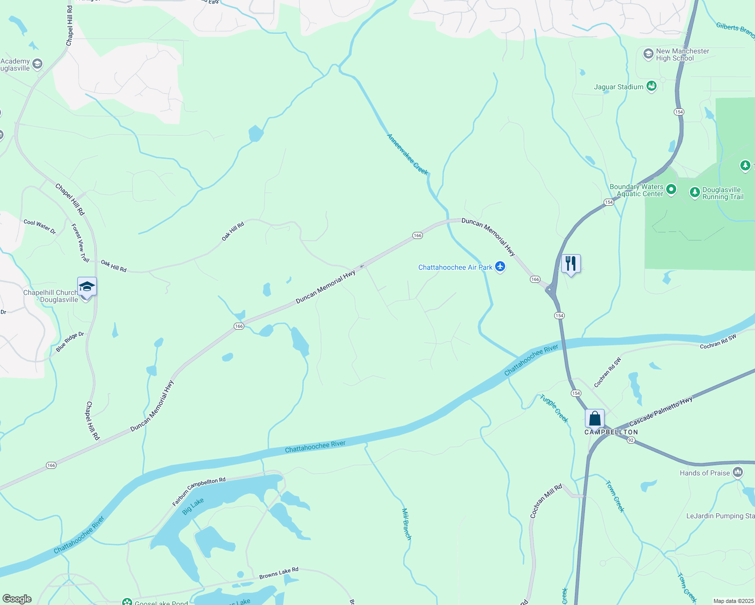 map of restaurants, bars, coffee shops, grocery stores, and more near 5331 Tuscany Drive in Douglasville