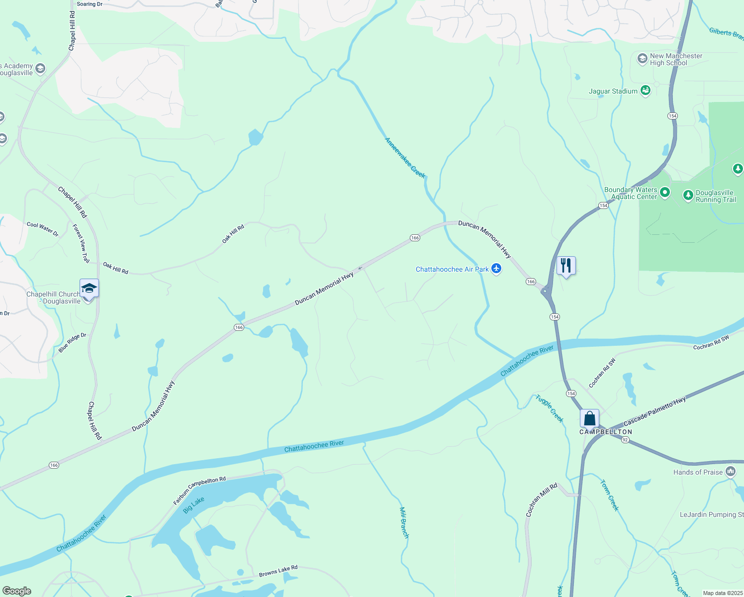 map of restaurants, bars, coffee shops, grocery stores, and more near 5321 Tuscany Drive in Douglasville