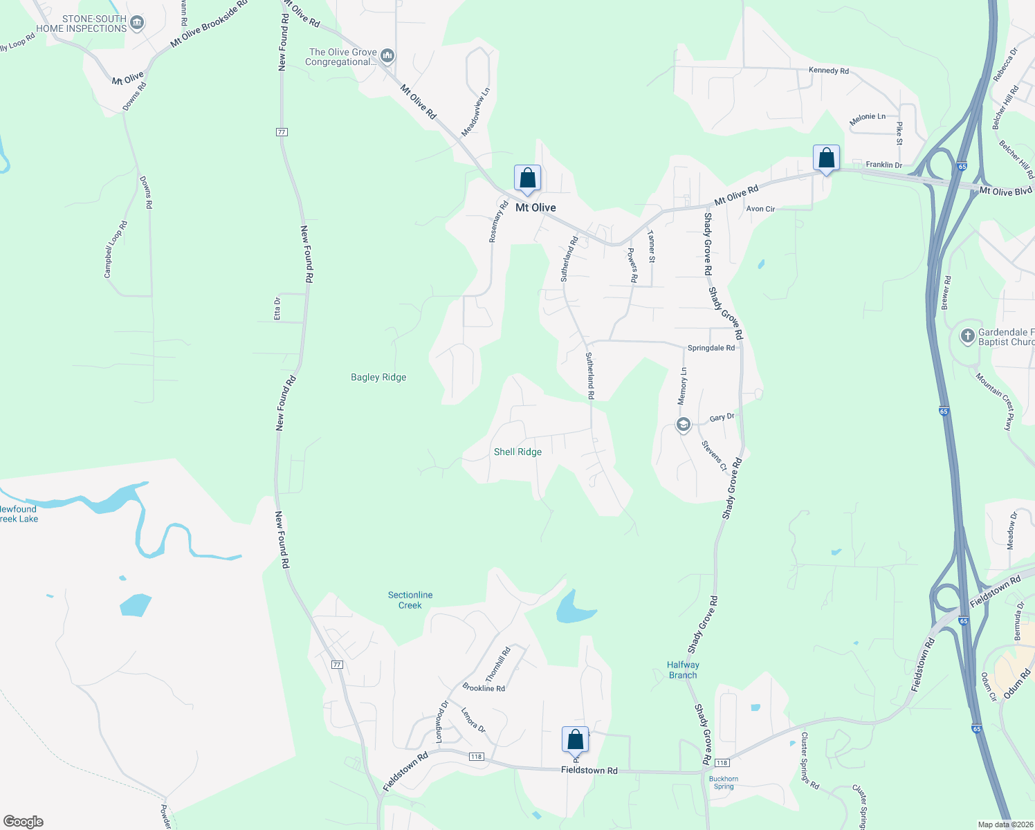map of restaurants, bars, coffee shops, grocery stores, and more near 839 Westwood Road in Mount Olive