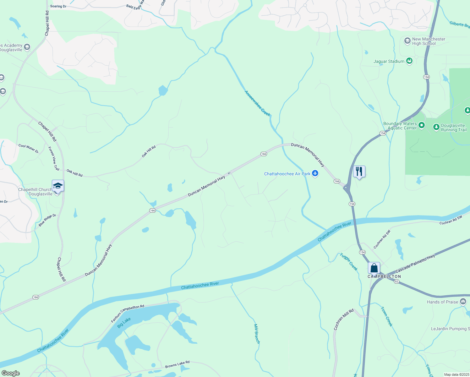 map of restaurants, bars, coffee shops, grocery stores, and more near 5311 Tuscany Drive in Douglasville