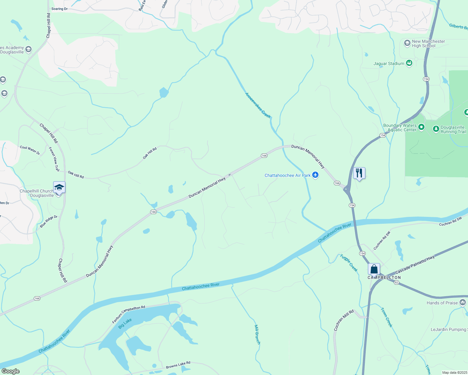 map of restaurants, bars, coffee shops, grocery stores, and more near 5301 Tuscany Drive in Douglasville