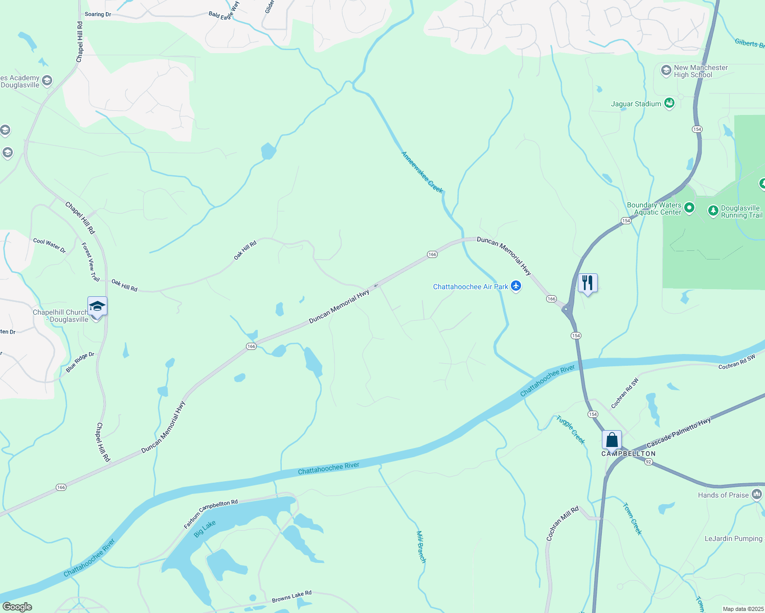 map of restaurants, bars, coffee shops, grocery stores, and more near 5301 Tuscany Drive in Douglasville