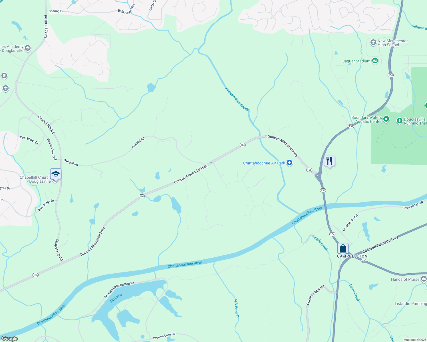 map of restaurants, bars, coffee shops, grocery stores, and more near 5291 Tuscany Drive in Douglasville