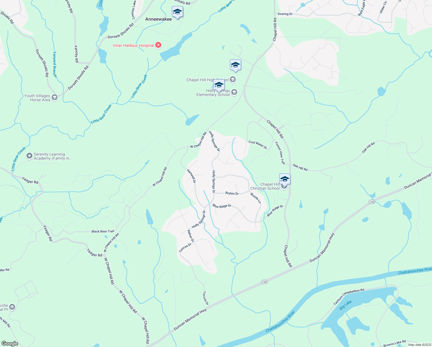 map of restaurants, bars, coffee shops, grocery stores, and more near 4558 Bronte Lane in Douglasville