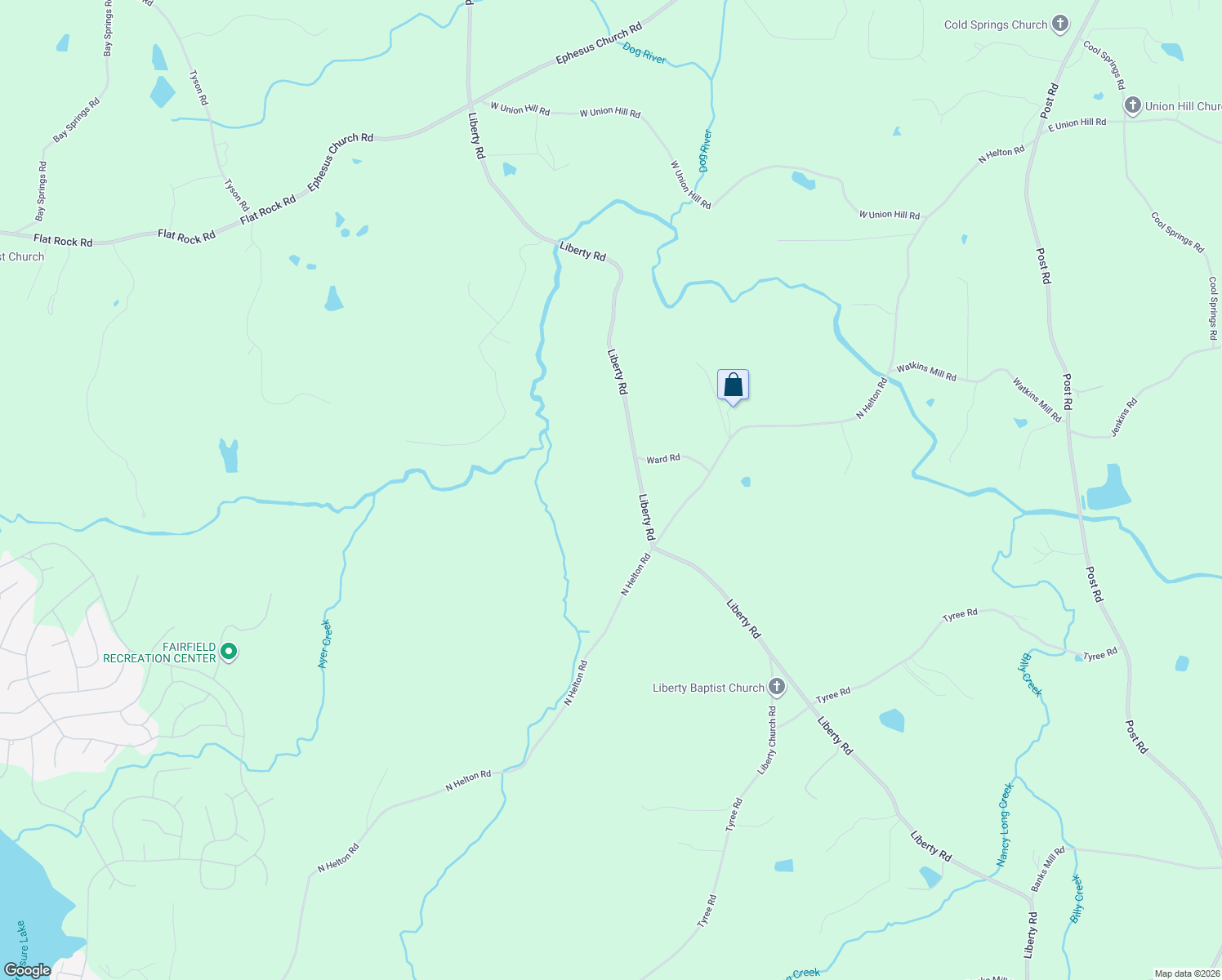 map of restaurants, bars, coffee shops, grocery stores, and more near 5257 Liberty Road in Villa Rica