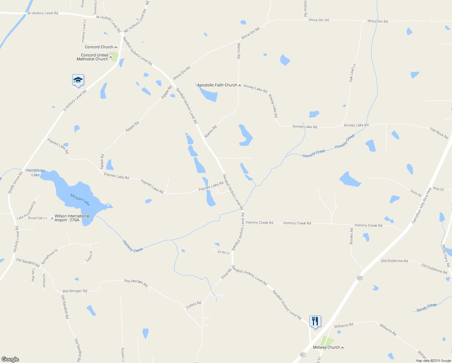 map of restaurants, bars, coffee shops, grocery stores, and more near 0 Paynes Lake Road in Carrollton