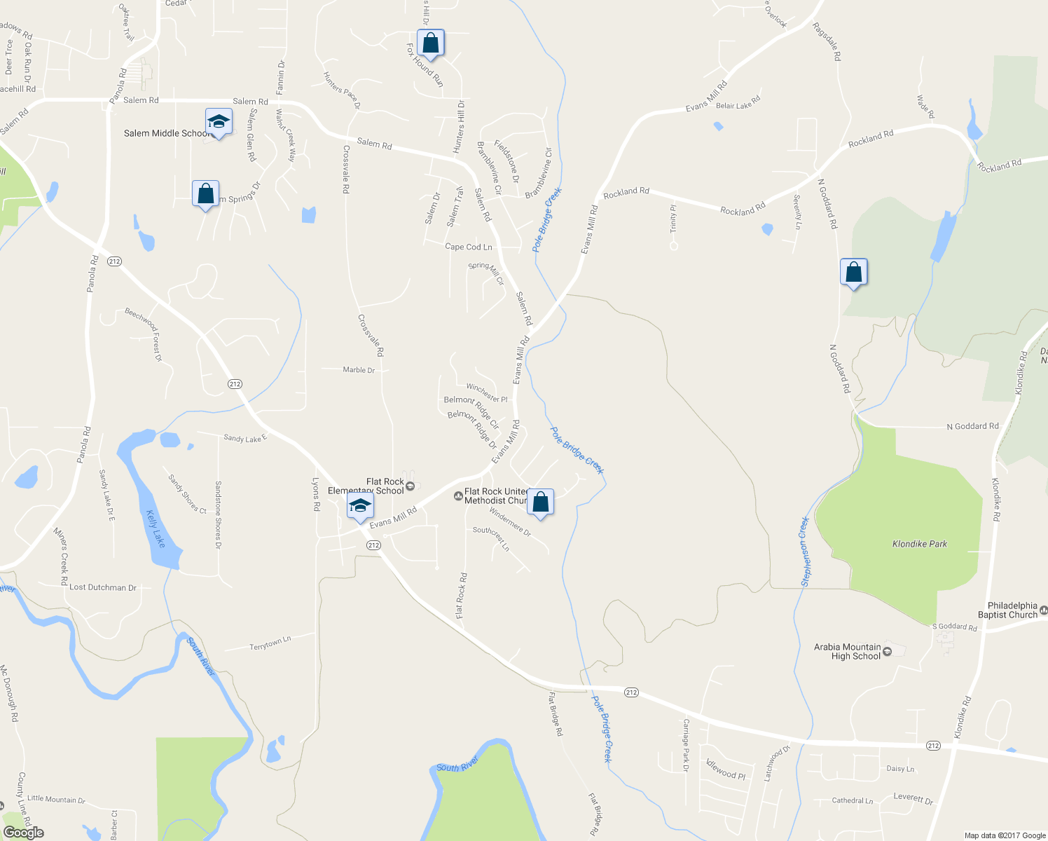 map of restaurants, bars, coffee shops, grocery stores, and more near 4000 Brooks Mill Drive in Lithonia