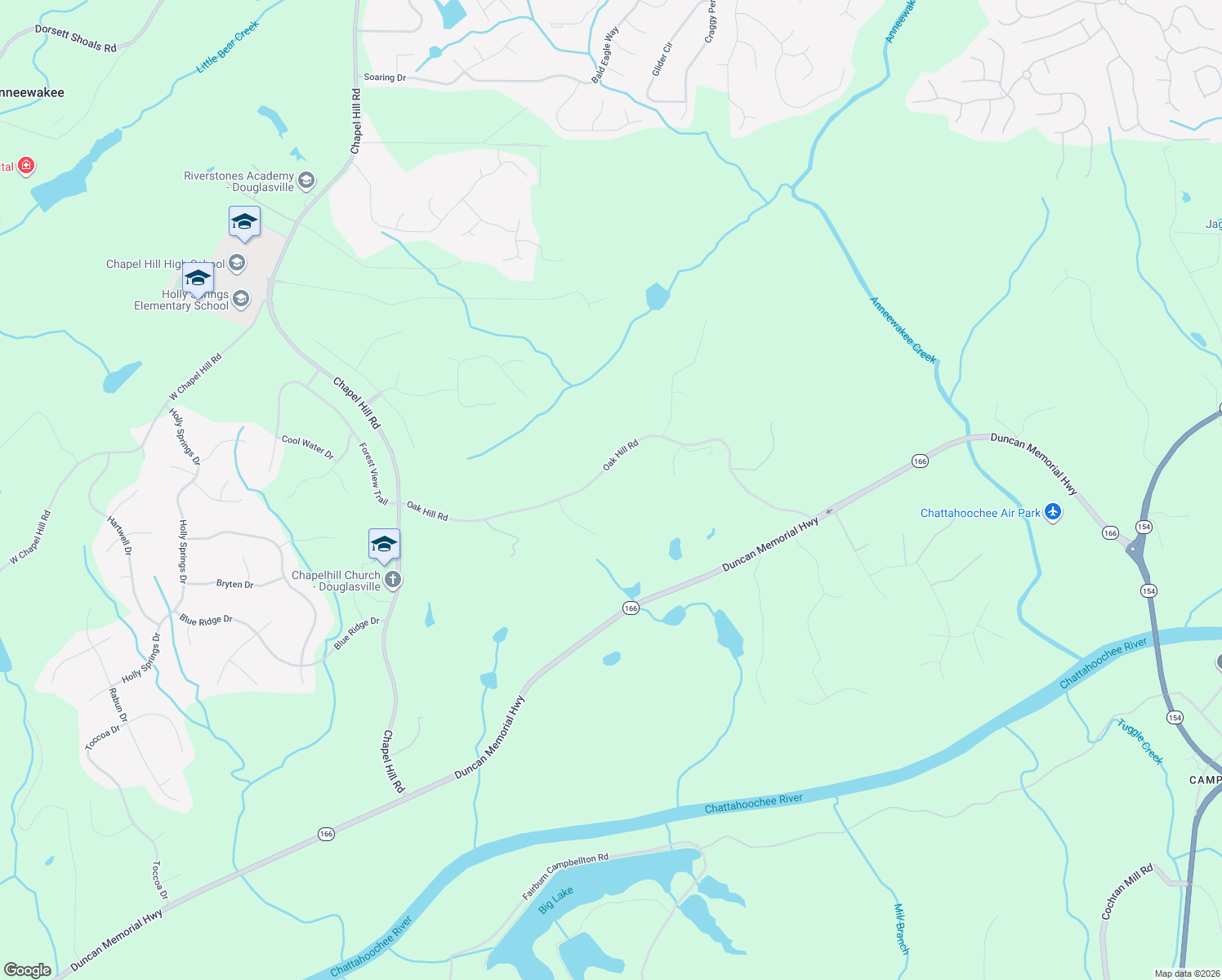 map of restaurants, bars, coffee shops, grocery stores, and more near 3865 Oak Hill Road in Douglasville