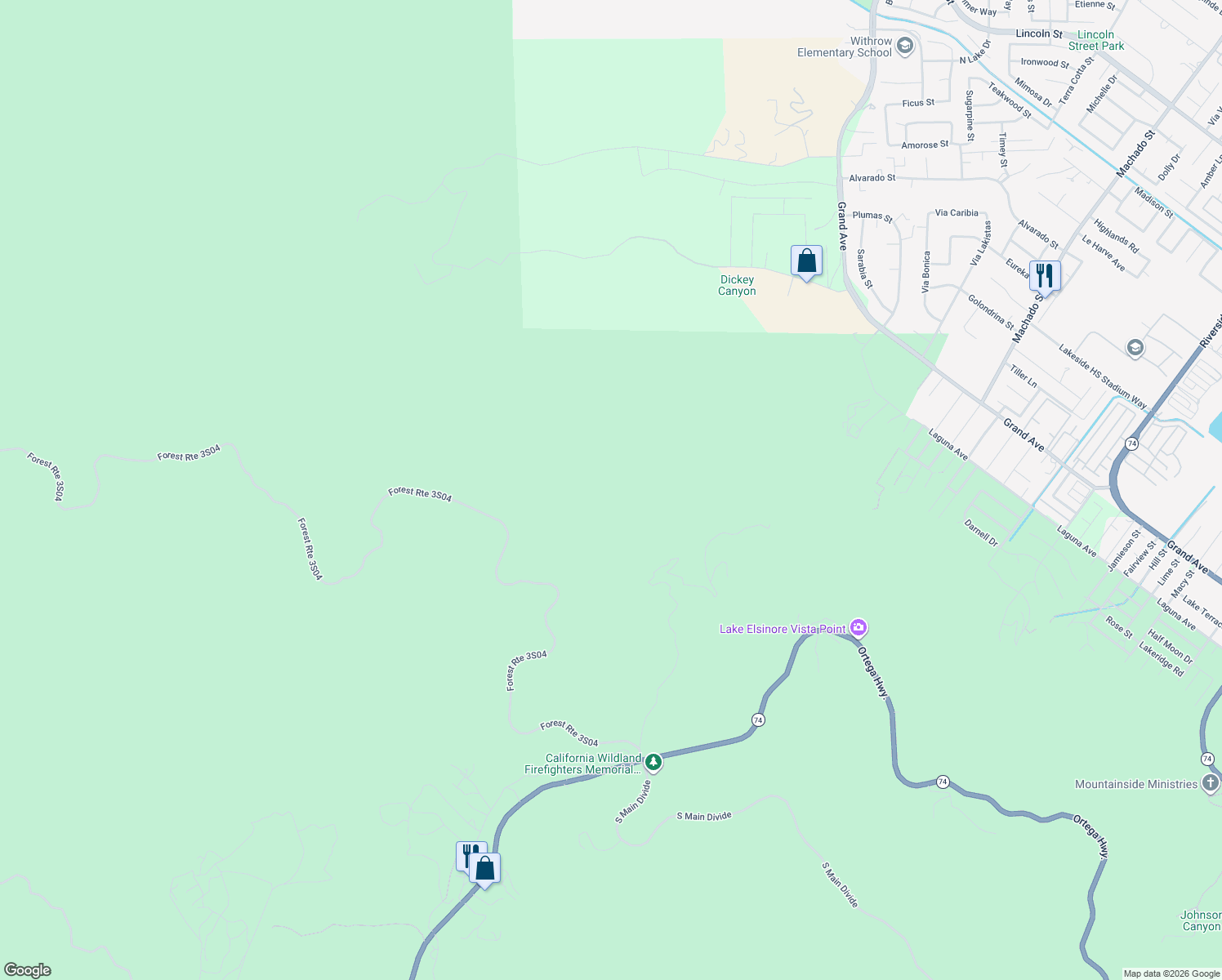 map of restaurants, bars, coffee shops, grocery stores, and more near Indian Truck Trail in Riverside County