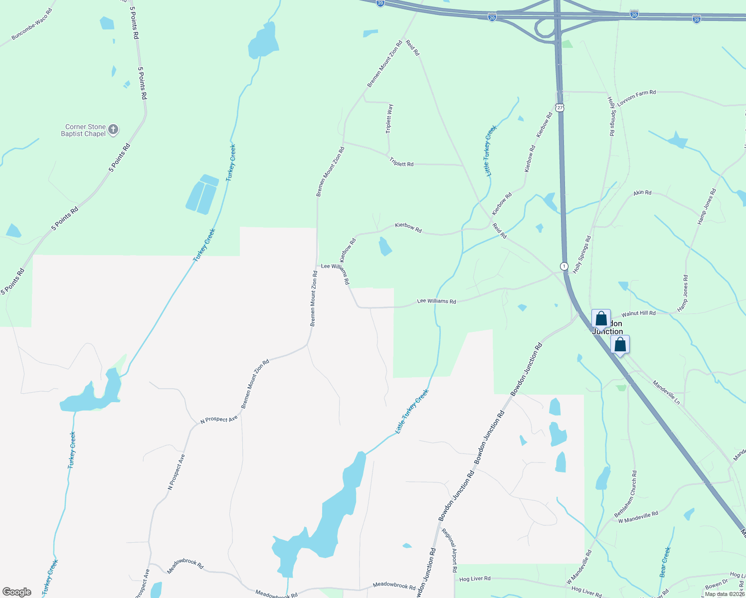 map of restaurants, bars, coffee shops, grocery stores, and more near 517 Lee Williams Rd in Carrollton