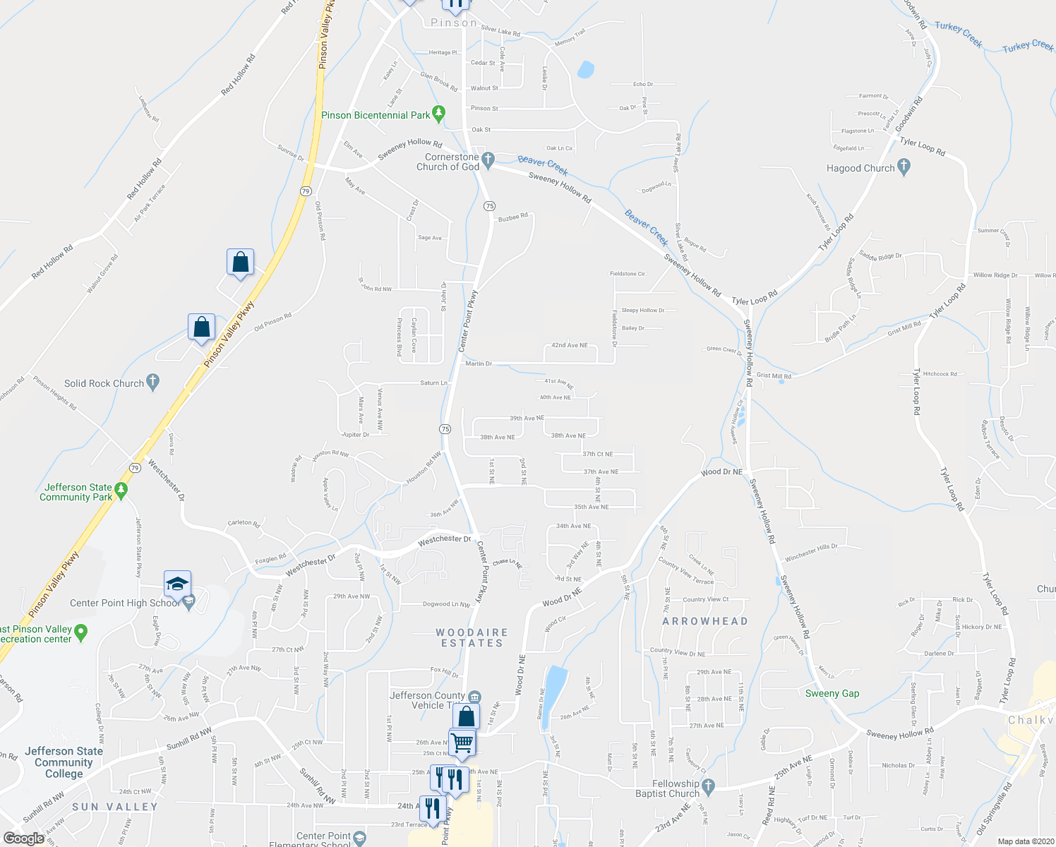 map of restaurants, bars, coffee shops, grocery stores, and more near 3811 2nd Street Northeast in Birmingham