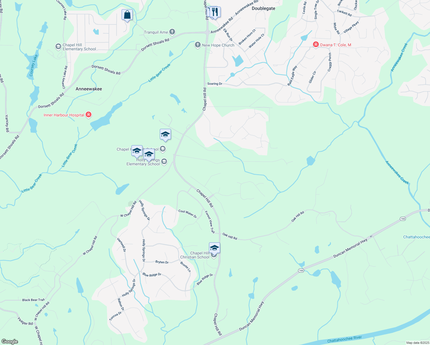 map of restaurants, bars, coffee shops, grocery stores, and more near 4260 Laurel Glen Court in Douglasville