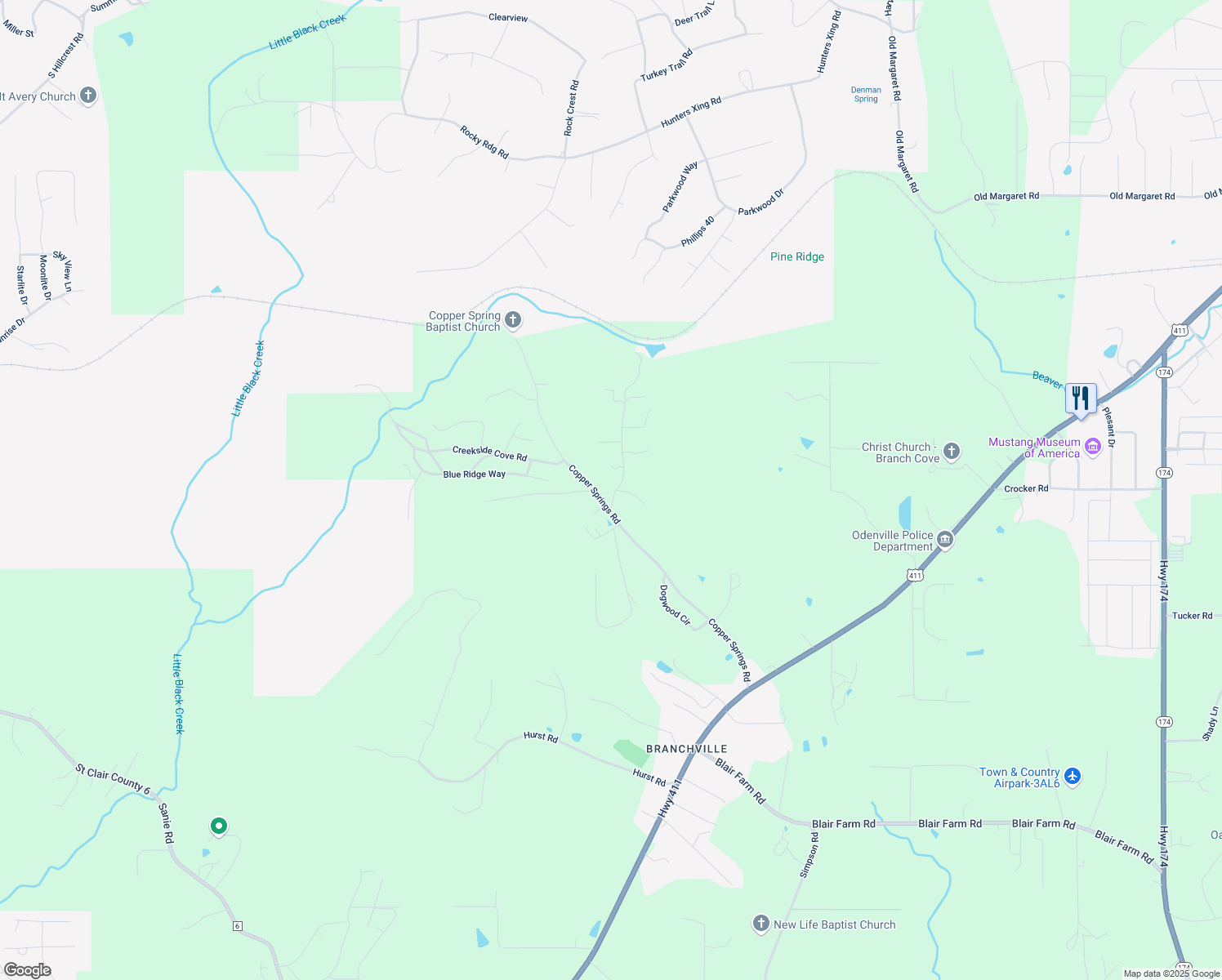 map of restaurants, bars, coffee shops, grocery stores, and more near 85 Horsley Drive in St. Clair County