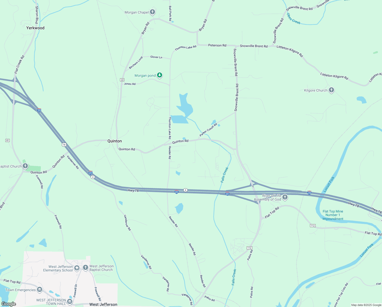 map of restaurants, bars, coffee shops, grocery stores, and more near 5490 Jackson Road in Dora