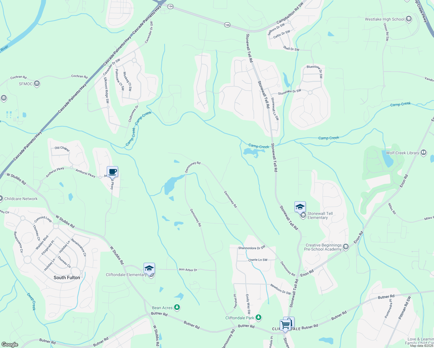 map of restaurants, bars, coffee shops, grocery stores, and more near 3073 Demooney Rd in College Park