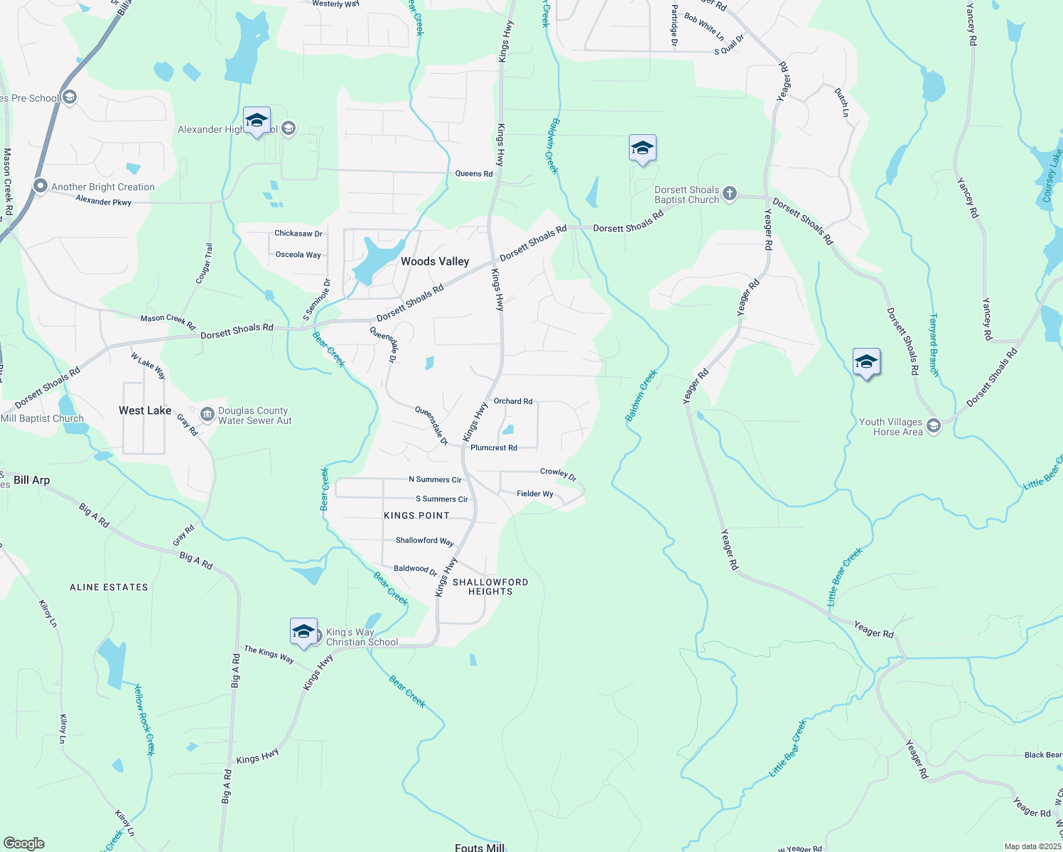 map of restaurants, bars, coffee shops, grocery stores, and more near 4953 Apple Valley Road in Douglasville
