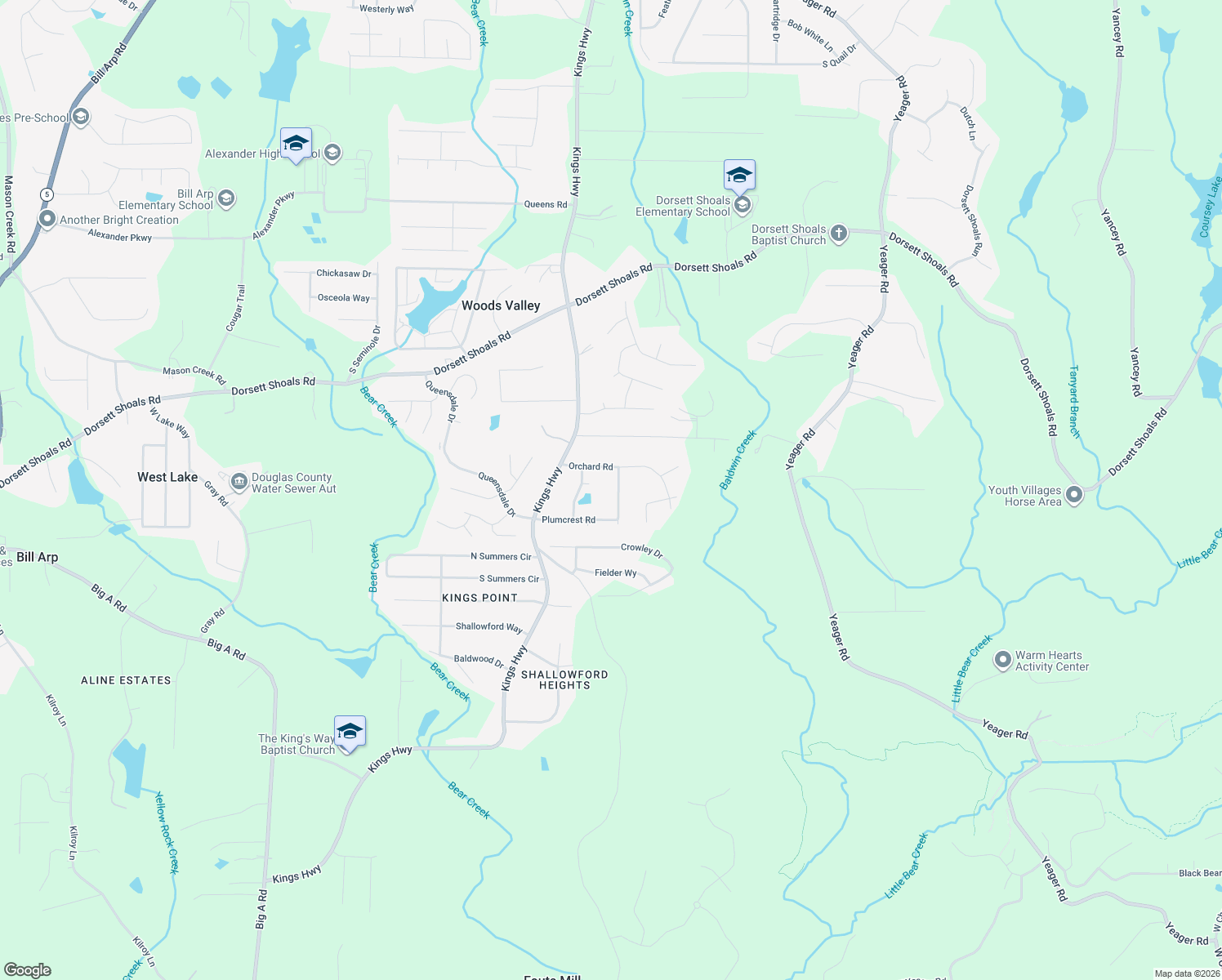 map of restaurants, bars, coffee shops, grocery stores, and more near 4943 Apple Valley Rd in Douglasville