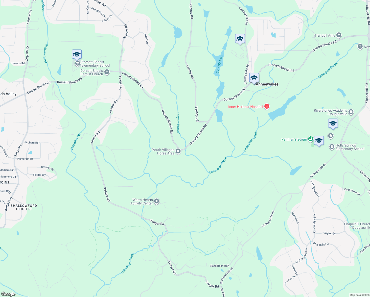 map of restaurants, bars, coffee shops, grocery stores, and more near 5252 Dorsett Shoals Road in Douglasville