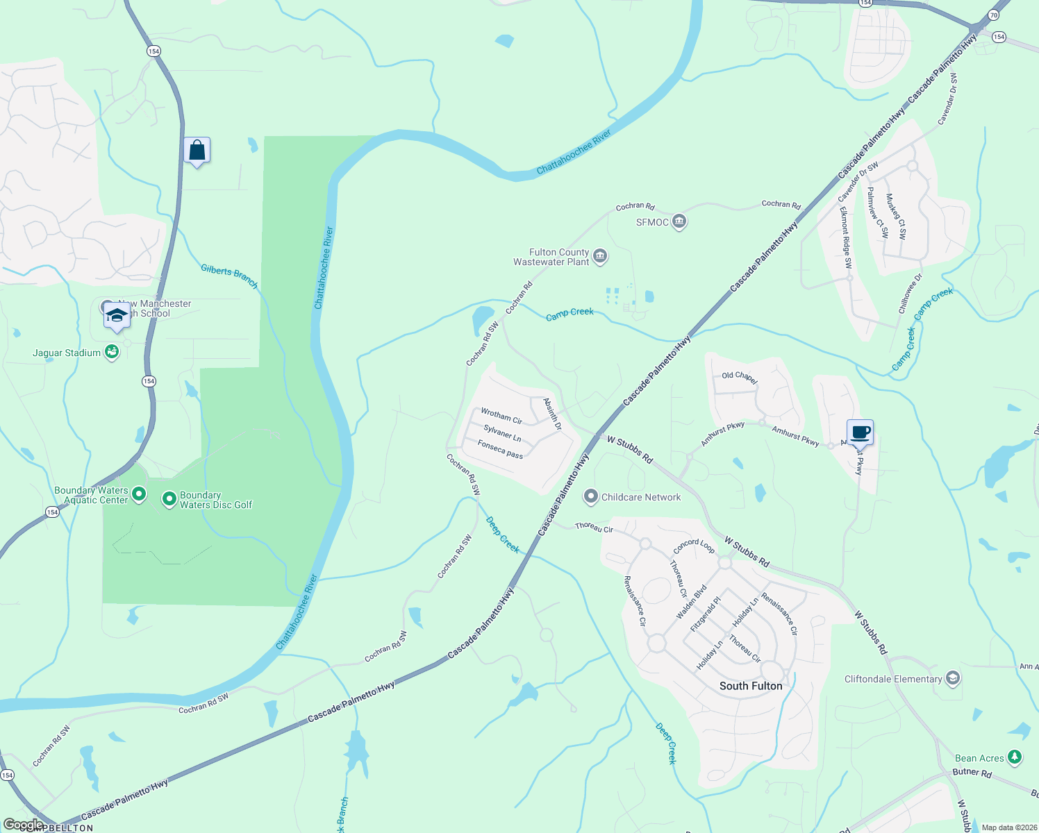 map of restaurants, bars, coffee shops, grocery stores, and more near 7756 Wrotham Circle in Atlanta