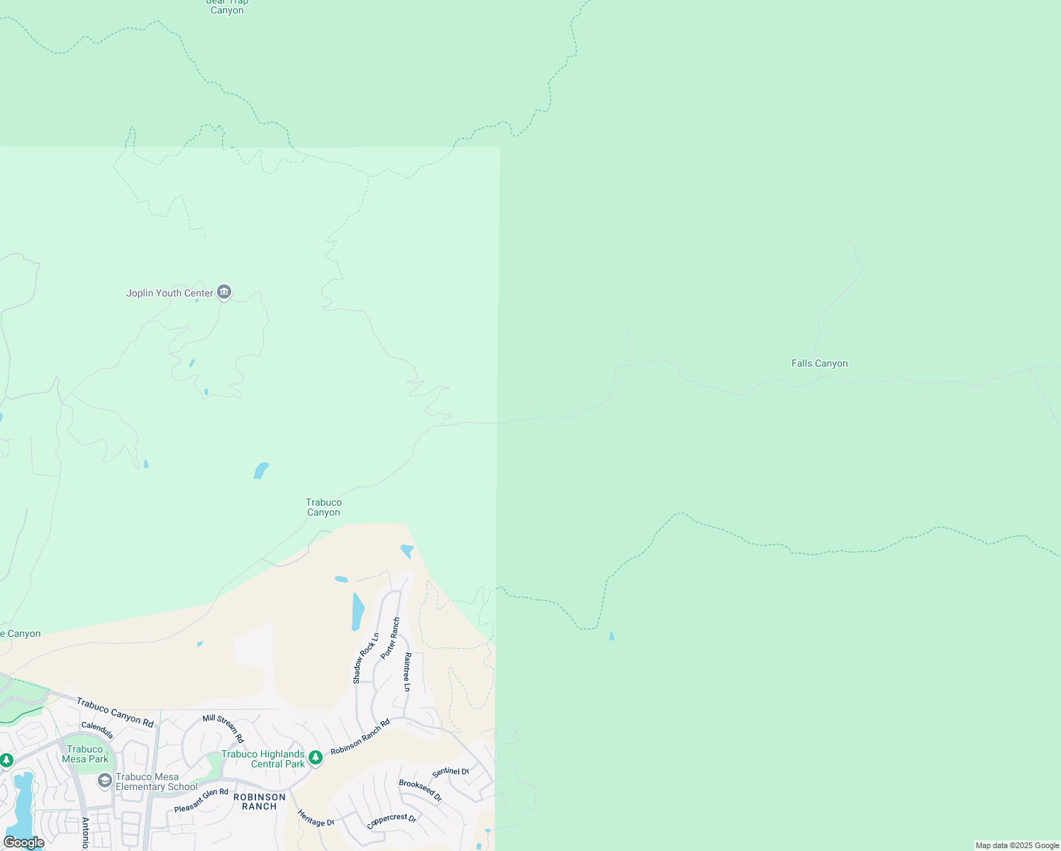 map of restaurants, bars, coffee shops, grocery stores, and more near Canyon Creek Drive in Trabuco Canyon