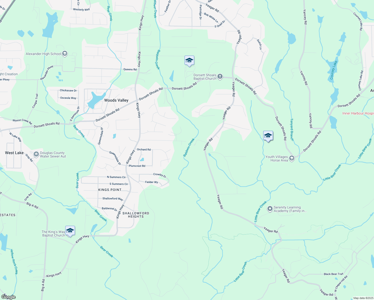 map of restaurants, bars, coffee shops, grocery stores, and more near 4920 Apple Way Court in Douglasville