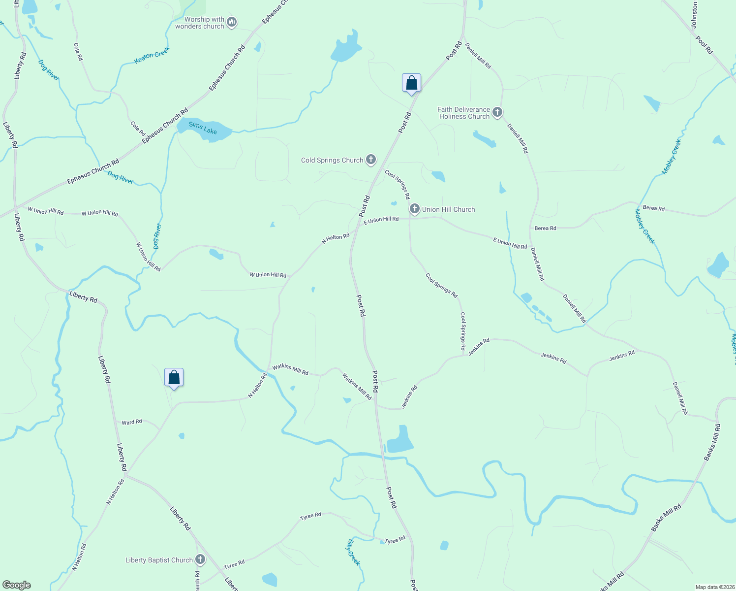 map of restaurants, bars, coffee shops, grocery stores, and more near 4930 Post Road in Winston