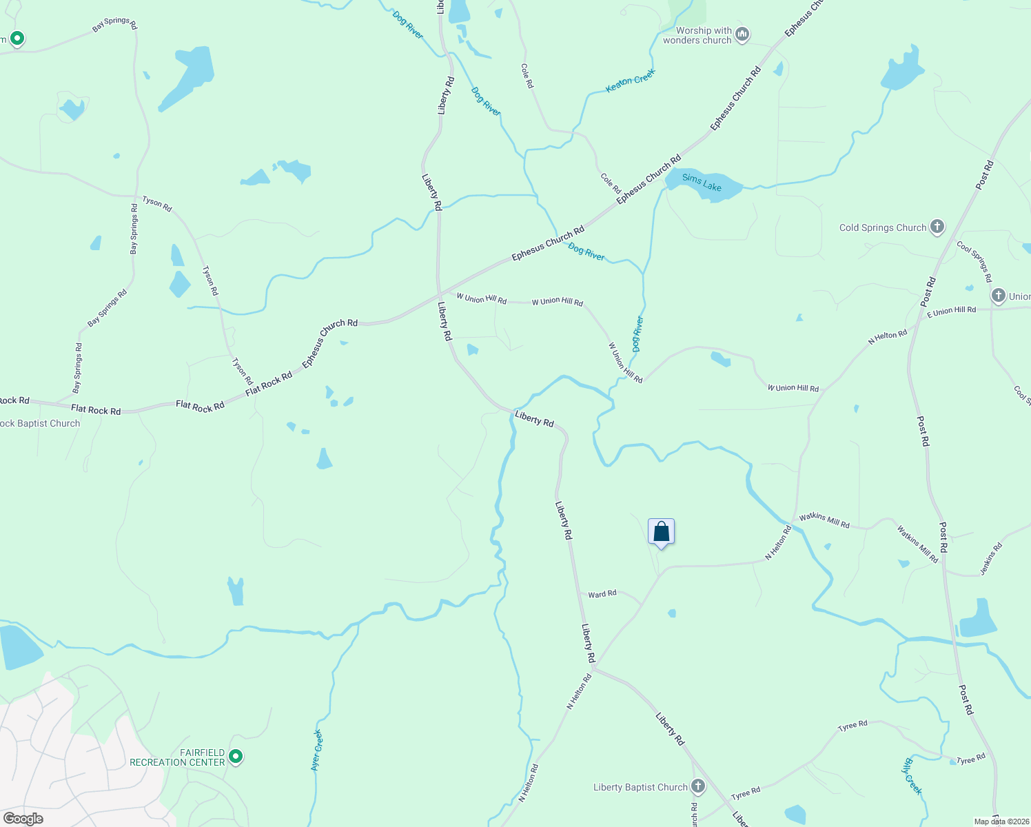 map of restaurants, bars, coffee shops, grocery stores, and more near 4861 Liberty Road in Villa Rica
