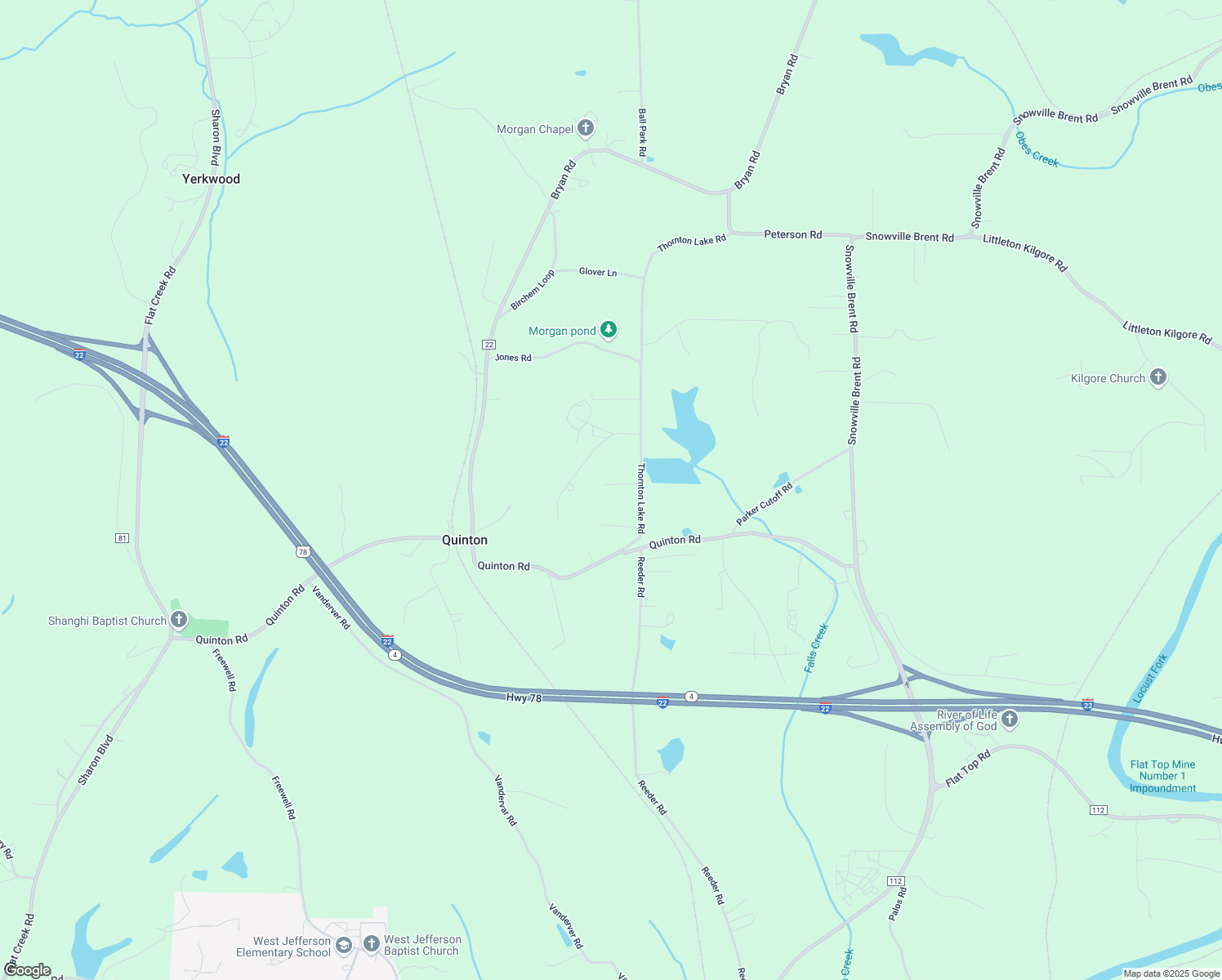 map of restaurants, bars, coffee shops, grocery stores, and more near 5682 Thornton Lake Road in Dora