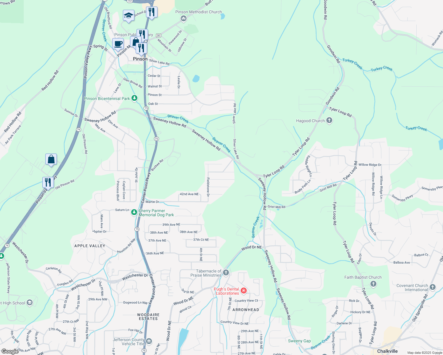 map of restaurants, bars, coffee shops, grocery stores, and more near 3134 Sleepy Hollow Drive in Birmingham