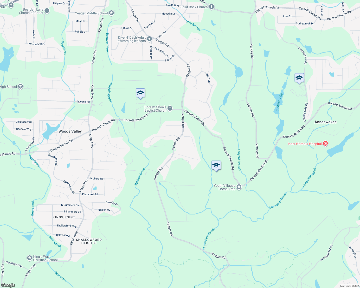 map of restaurants, bars, coffee shops, grocery stores, and more near 4692 Yeager Road in Douglasville