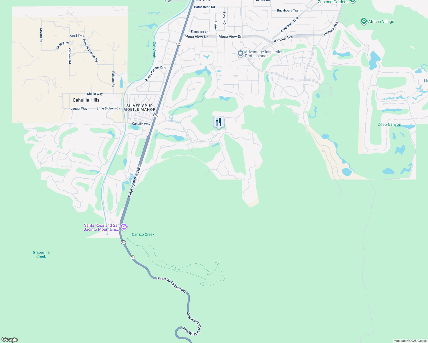 map of restaurants, bars, coffee shops, grocery stores, and more near in Palm Desert