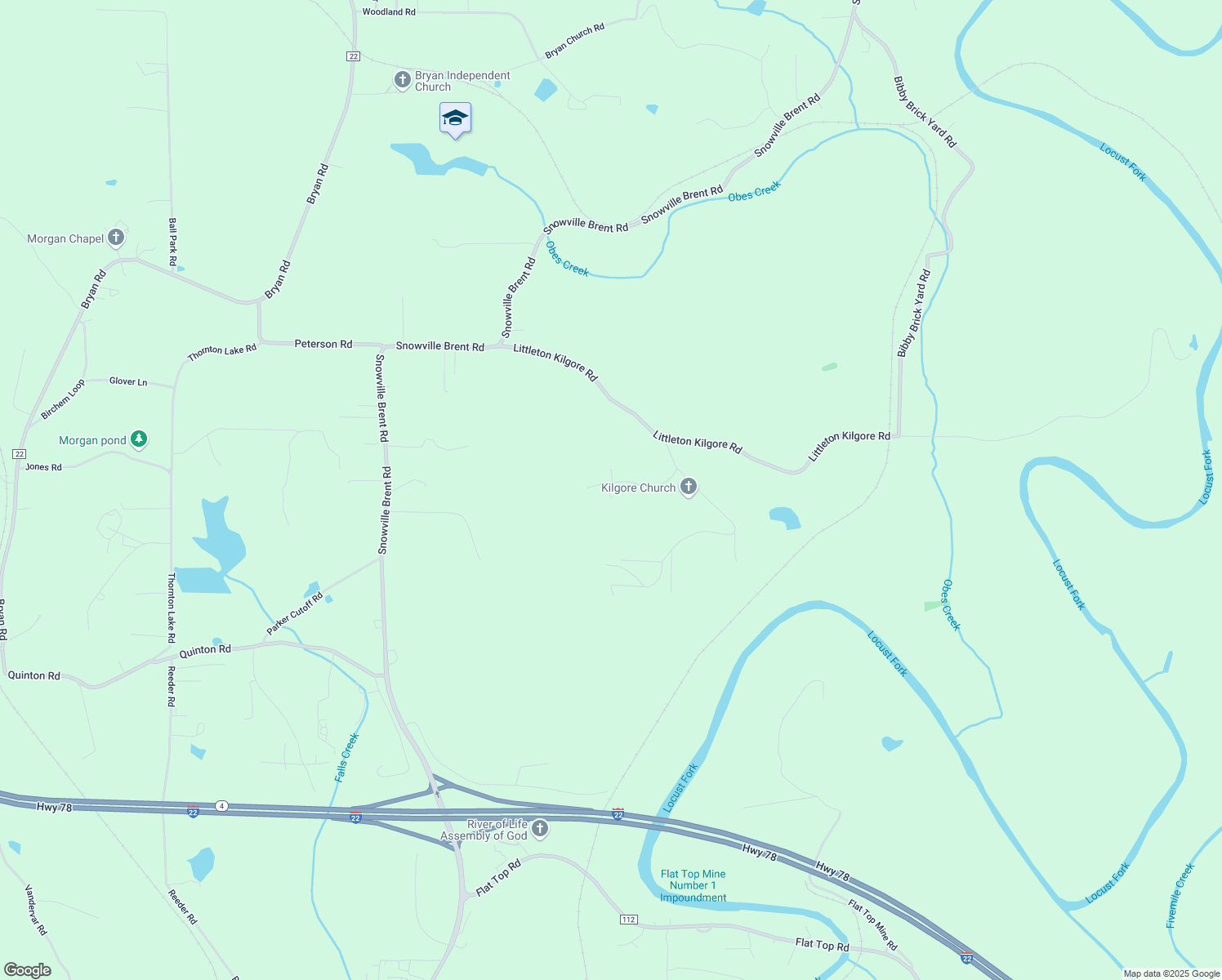 map of restaurants, bars, coffee shops, grocery stores, and more near 5782 Earley Road in Dora