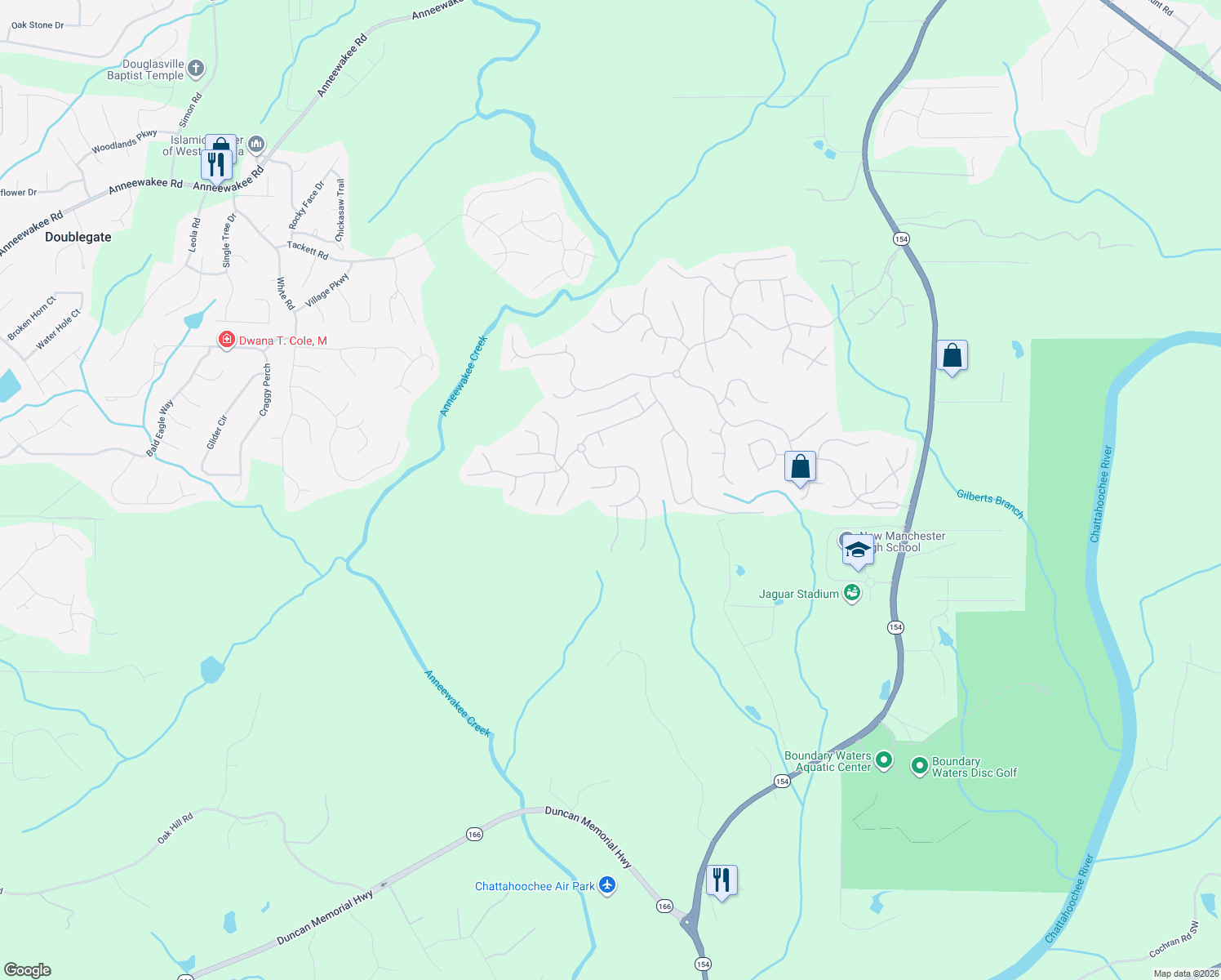map of restaurants, bars, coffee shops, grocery stores, and more near 4556 Rattling Toy Way in Douglasville