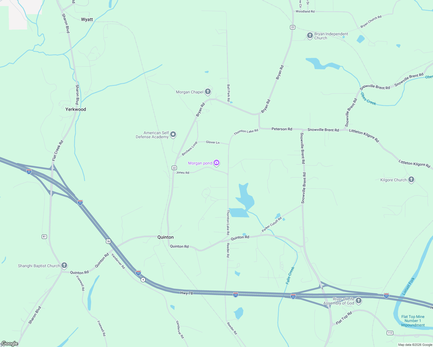 map of restaurants, bars, coffee shops, grocery stores, and more near 458 Jones Road in Dora