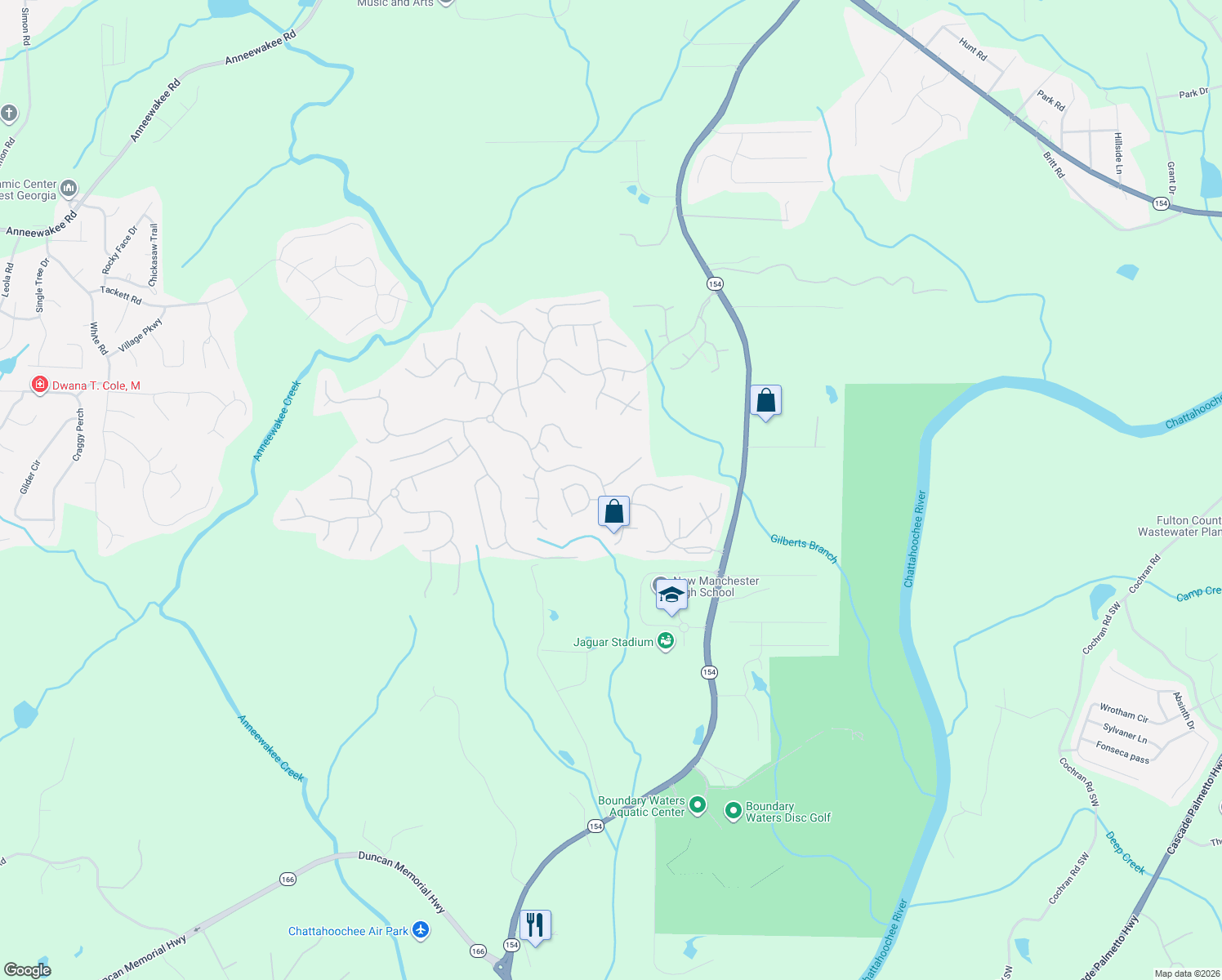 map of restaurants, bars, coffee shops, grocery stores, and more near 4510 Greycliff Pointe in Douglasville