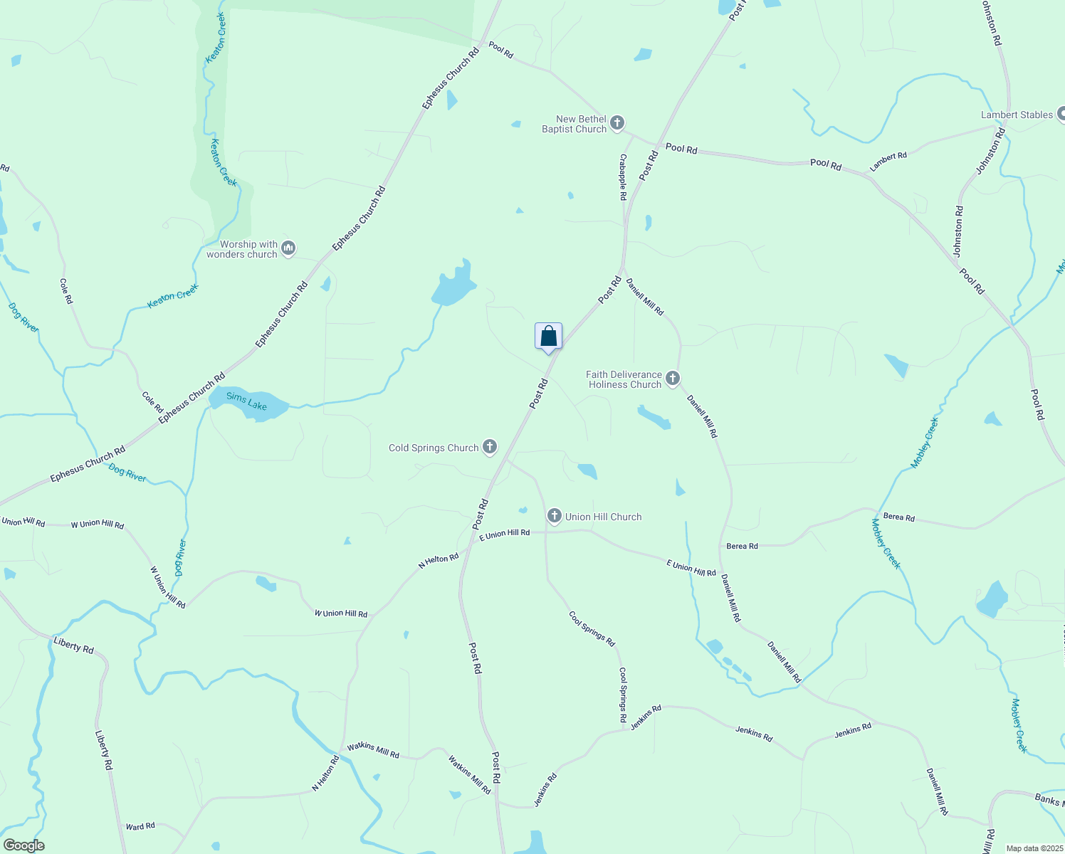 map of restaurants, bars, coffee shops, grocery stores, and more near 4448 Post Road in Winston
