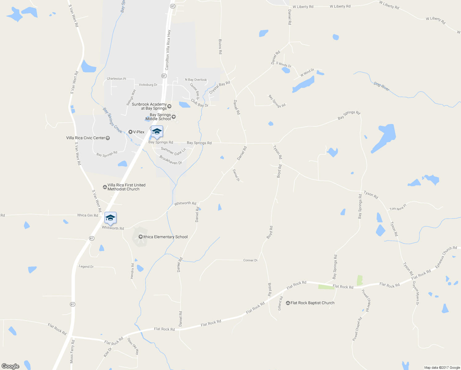 map of restaurants, bars, coffee shops, grocery stores, and more near 1700 Daniel Road in Villa Rica