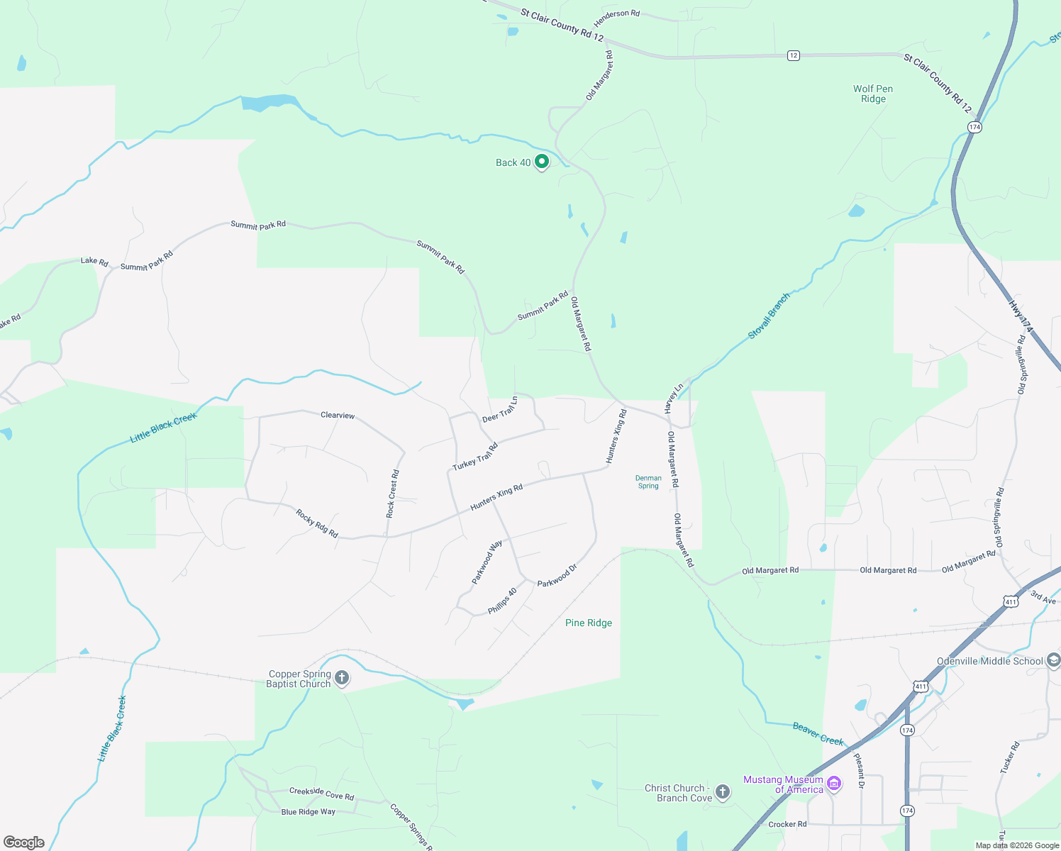 map of restaurants, bars, coffee shops, grocery stores, and more near 385 Turkey Trail Road in Odenville