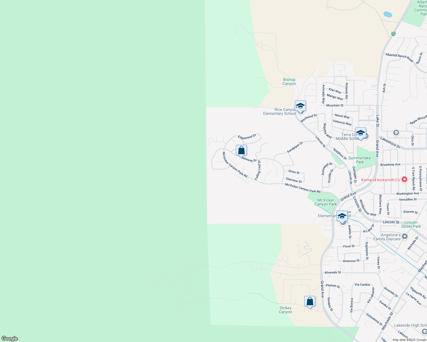 map of restaurants, bars, coffee shops, grocery stores, and more near 29371 High Ridge Drive in Lake Elsinore