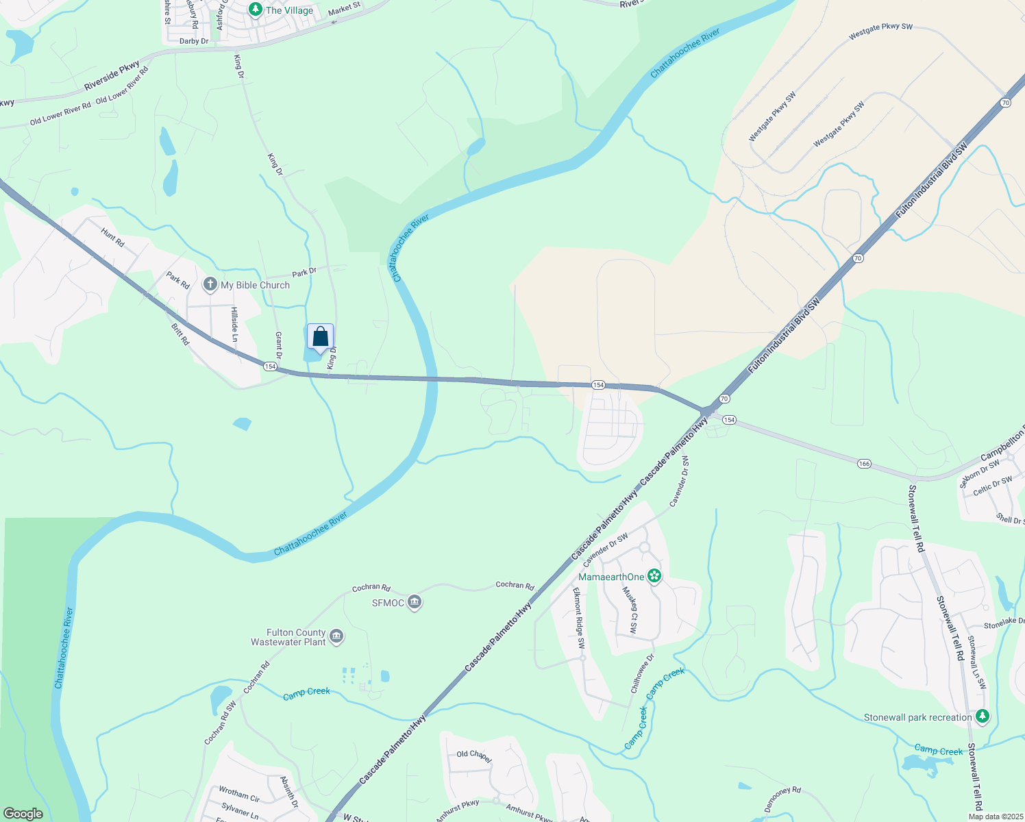 map of restaurants, bars, coffee shops, grocery stores, and more near 7350 Campbellton Road Southwest in Atlanta