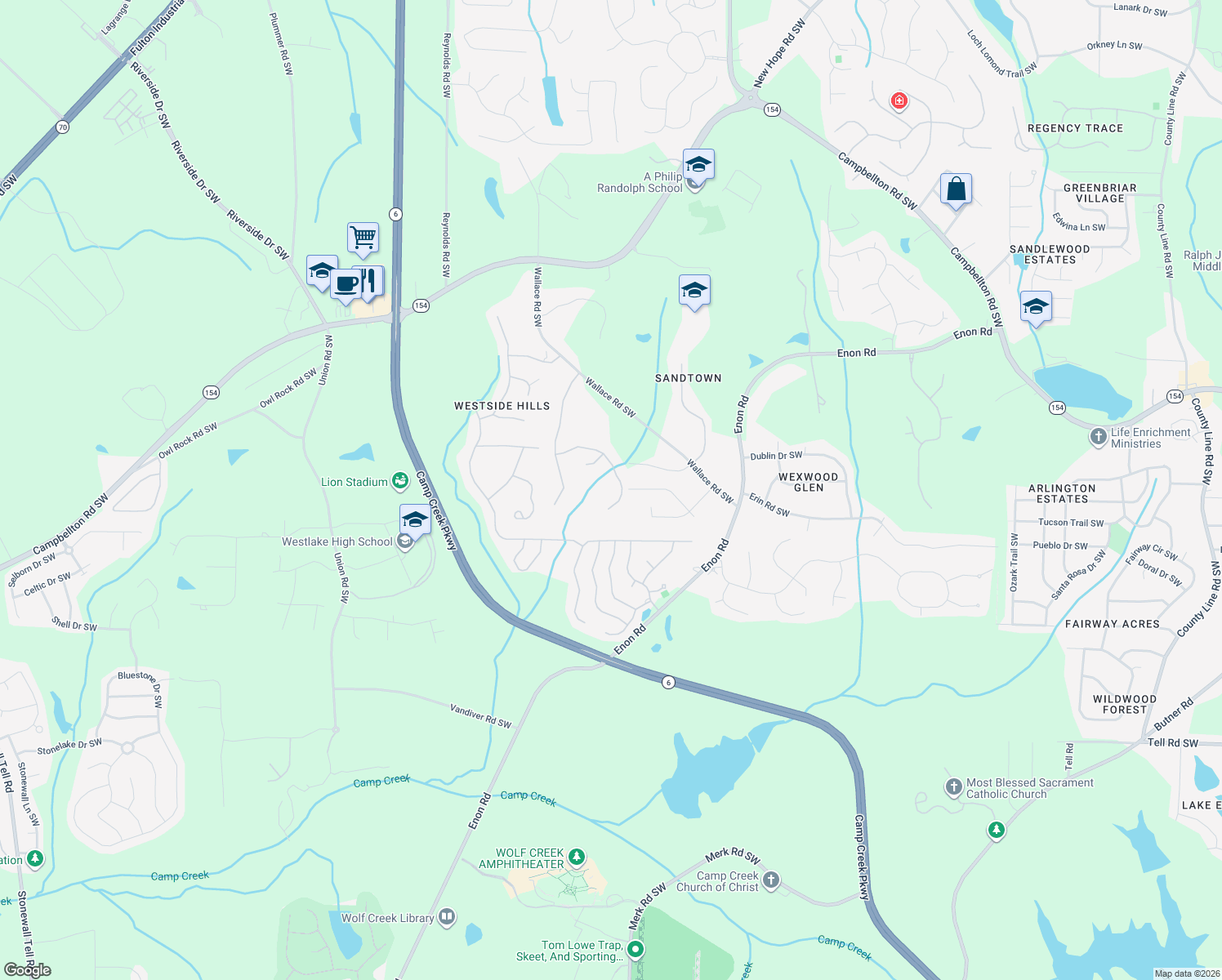 map of restaurants, bars, coffee shops, grocery stores, and more near 877 Dolly Avenue Southwest in Atlanta