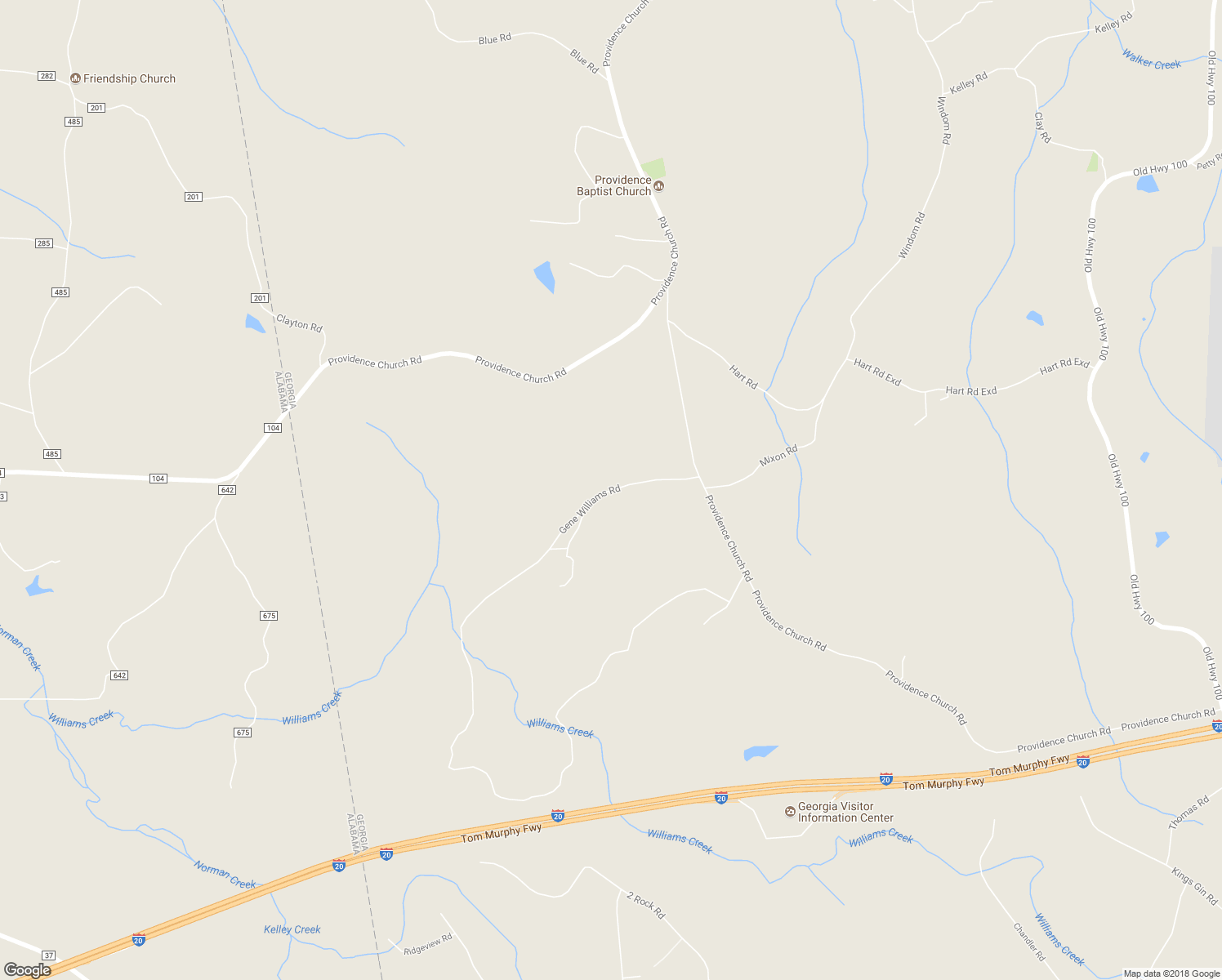 map of restaurants, bars, coffee shops, grocery stores, and more near Gene Williams Road in Tallapoosa