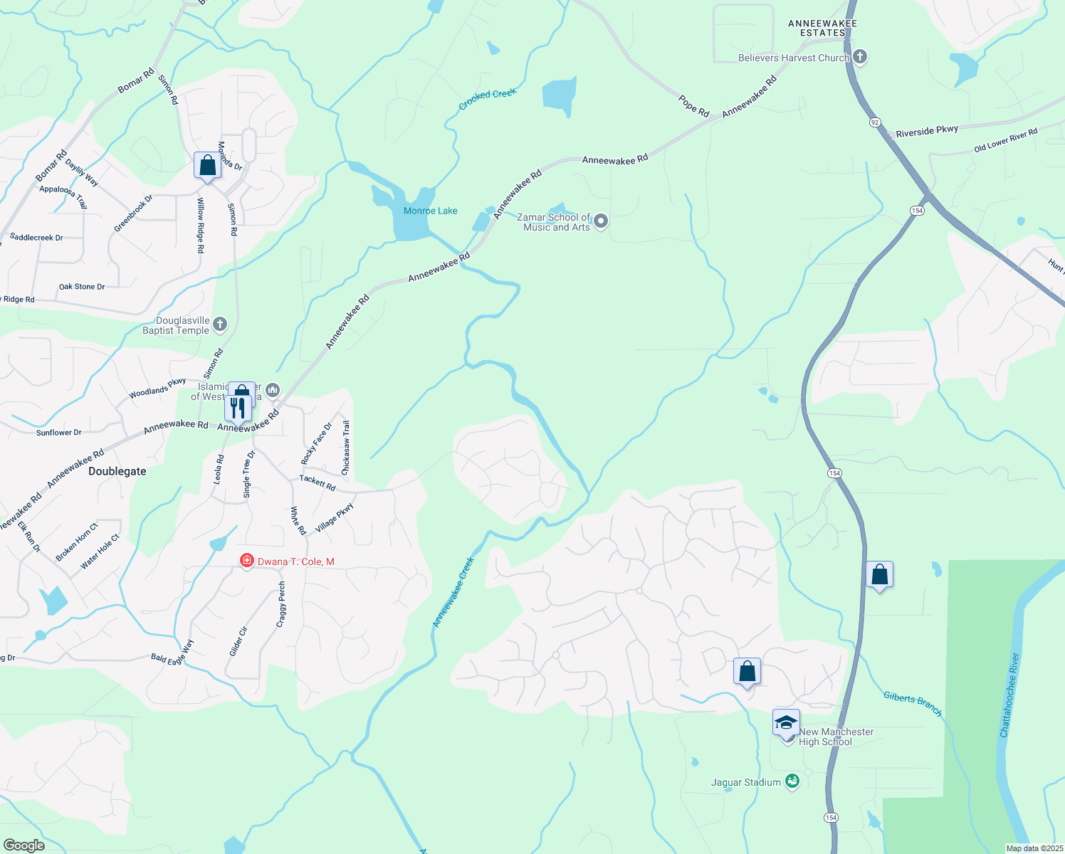 map of restaurants, bars, coffee shops, grocery stores, and more near 4046 Arnolds Mill Overpass in Douglasville
