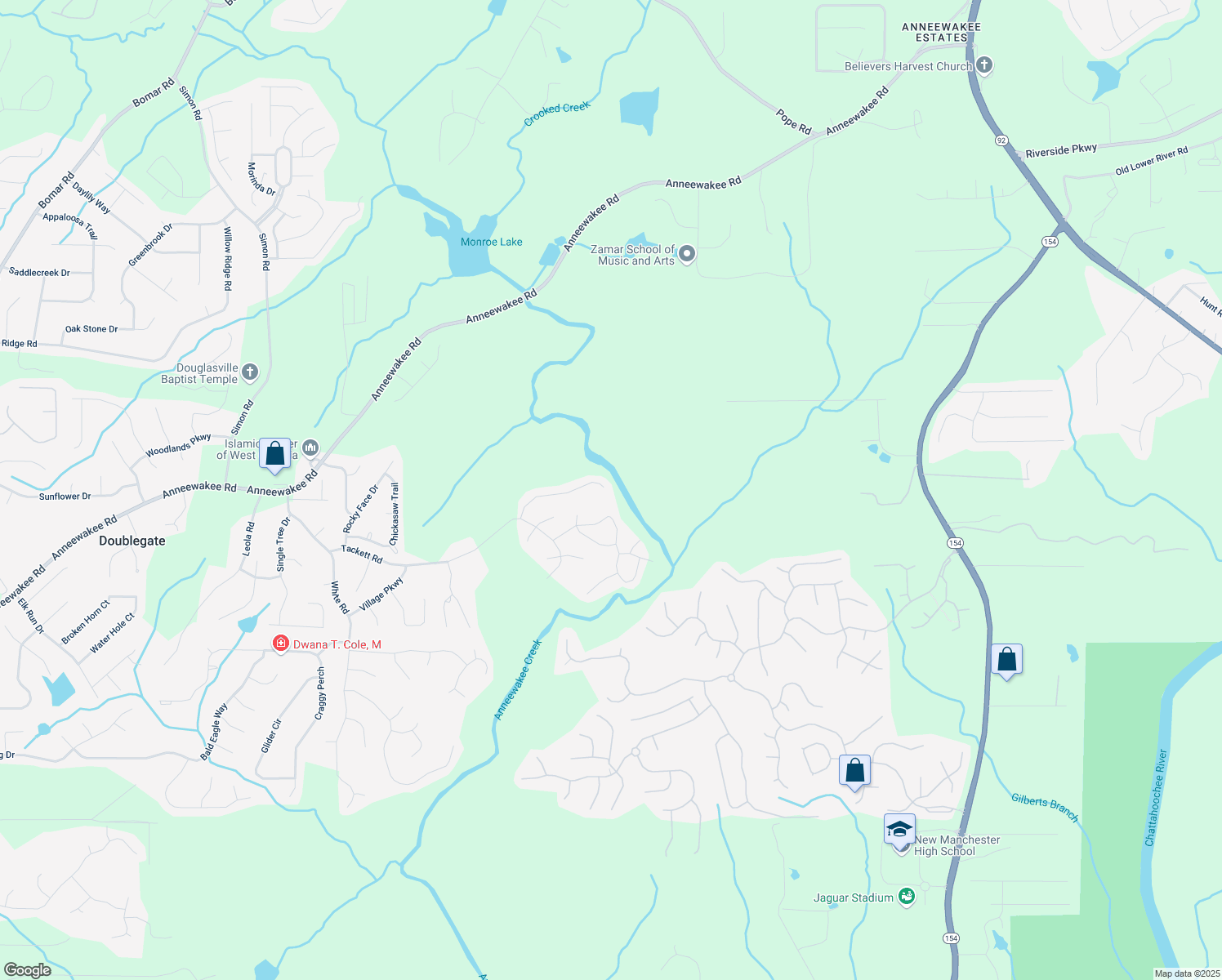 map of restaurants, bars, coffee shops, grocery stores, and more near 4046 Arnolds Mill Overpass in Douglasville