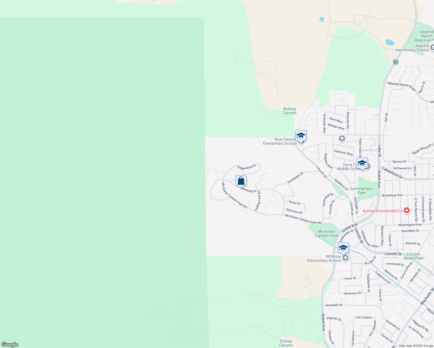 map of restaurants, bars, coffee shops, grocery stores, and more near 29247 Spectra Drive in Lake Elsinore