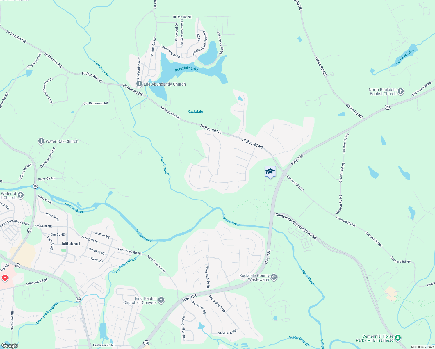 map of restaurants, bars, coffee shops, grocery stores, and more near 2042 Jessica Way in Conyers