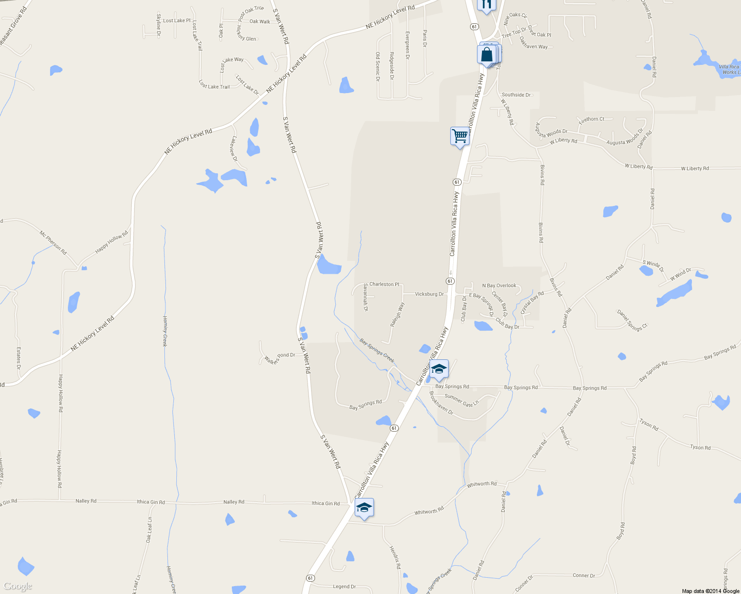 map of restaurants, bars, coffee shops, grocery stores, and more near 706 Williamsburg Ct in Villa Rica