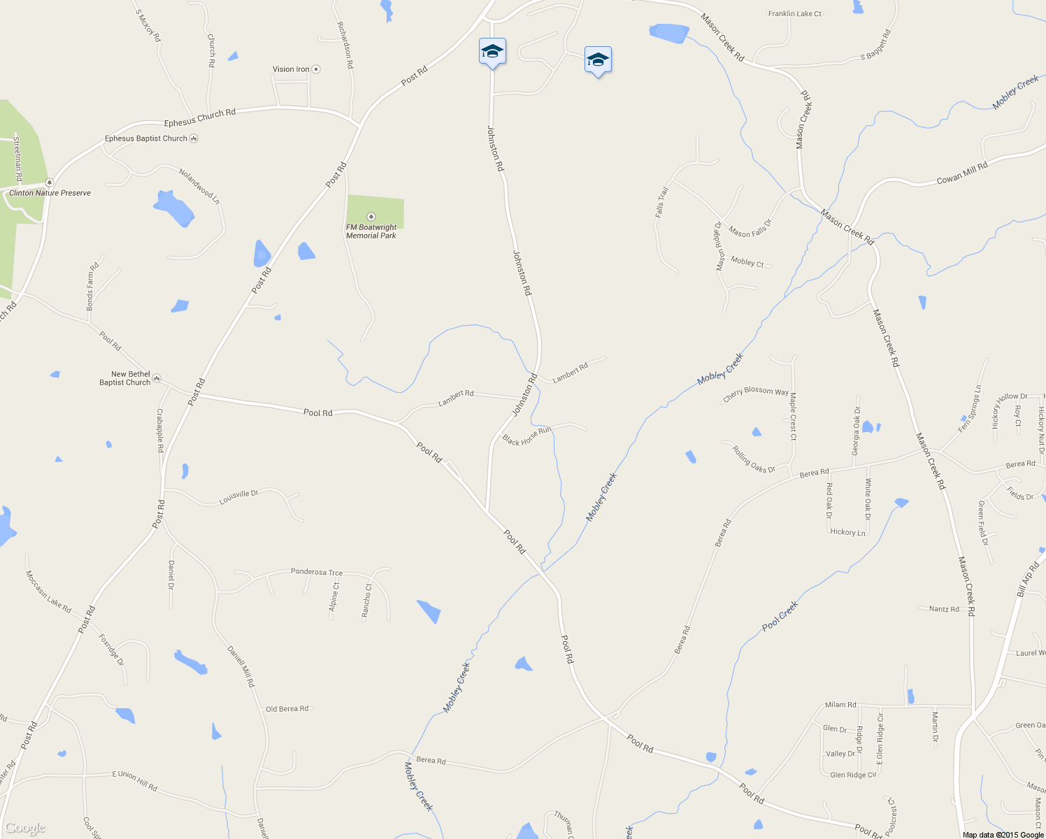 map of restaurants, bars, coffee shops, grocery stores, and more near 3998 Johnston Rd in Winston